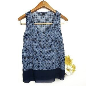 Rafaella Navy Ruffled Tank Top Size Small